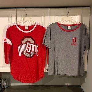 PINK Victoria's Secret Red /Gray  3/4 and short sleeved sequin Tees Ohio state